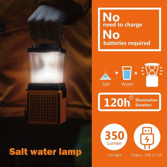 SaltLight 120-Hour Salt Water-Powered Lantern & USB Power Bank - Salt water powered lantern Readi Gear