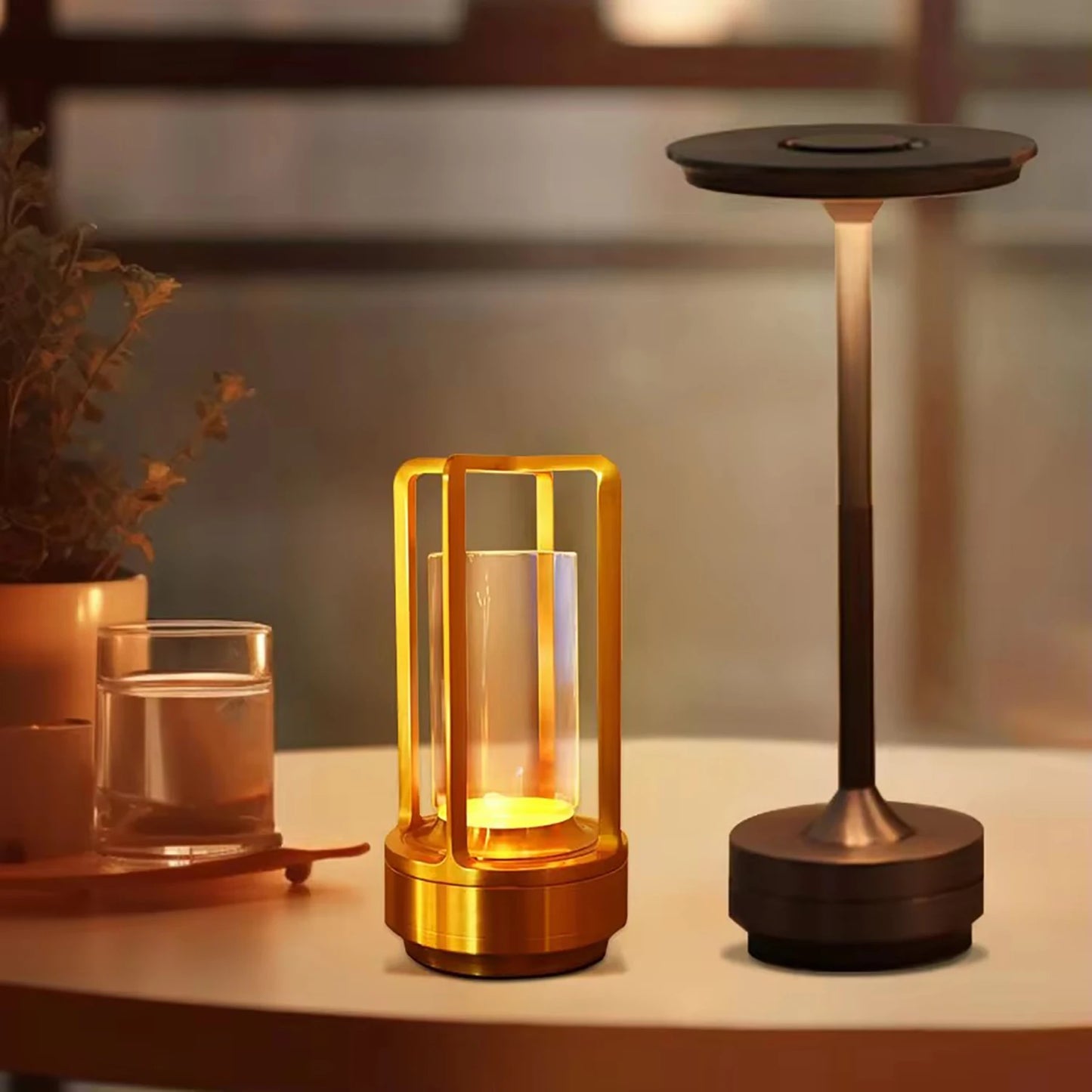 HaloGlow Ambient LED Table Lamp – Rechargeable, Cordless & Dimmable - rustic table lamp Readi Gear