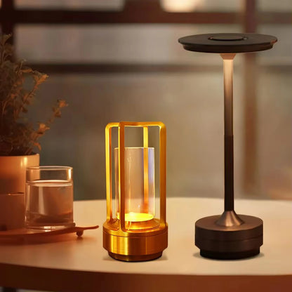HaloGlow Ambient LED Table Lamp – Rechargeable, Cordless & Dimmable - rustic table lamp Readi Gear