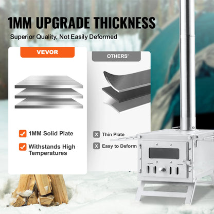 Stainless Steel Camping Wood Stove/Tent Heater with Chimney & Accessories - Stainless Steel Camping Wood Stove/Tent Heater with Chimney & Accessories Readi Gear