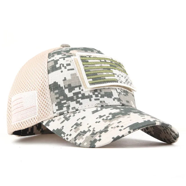 Men's Camo USA Flag Baseball Cap with Matching Patch - Hat Readi Gear