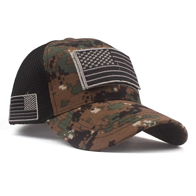 Men's Camo USA Flag Baseball Cap with Matching Patch - Hat Readi Gear