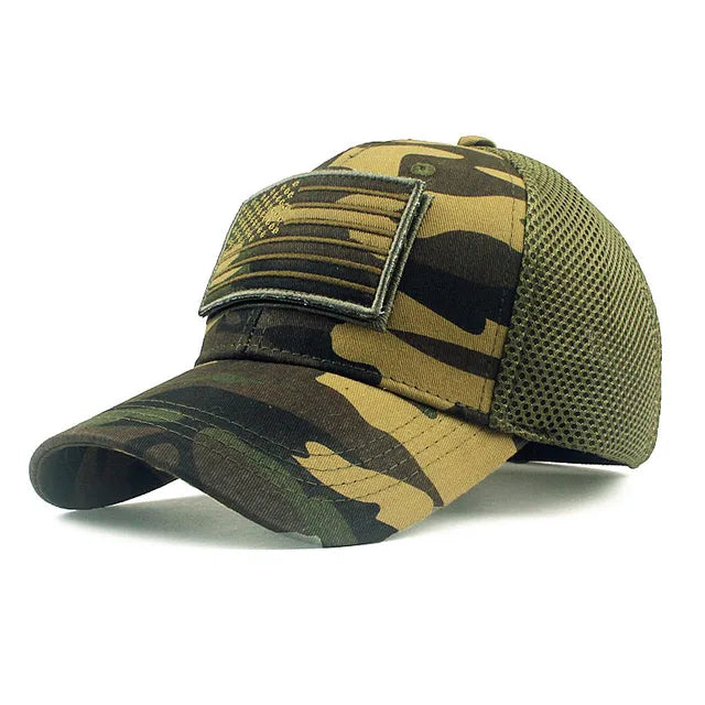 Men's Camo USA Flag Baseball Cap with Matching Patch - Hat Readi Gear