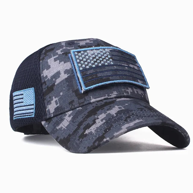 Men's Camo USA Flag Baseball Cap with Matching Patch - Hat Readi Gear