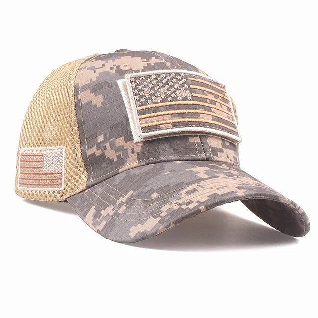 Men's Camo USA Flag Baseball Cap with Matching Patch - Hat Readi Gear