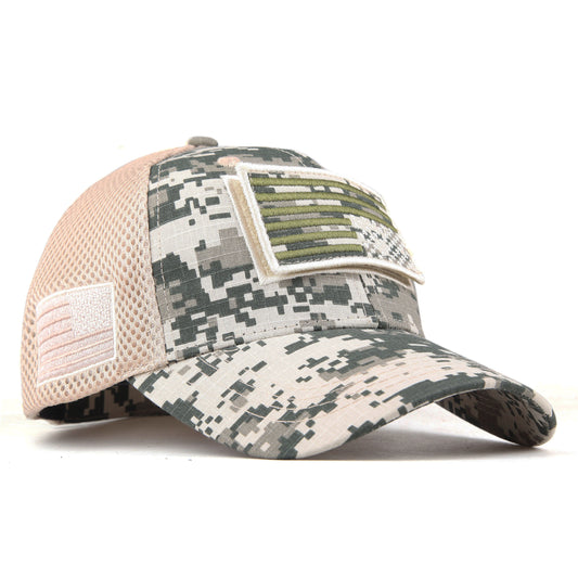Men's Camo USA Flag Baseball Cap with Matching Patch - Hat Readi Gear