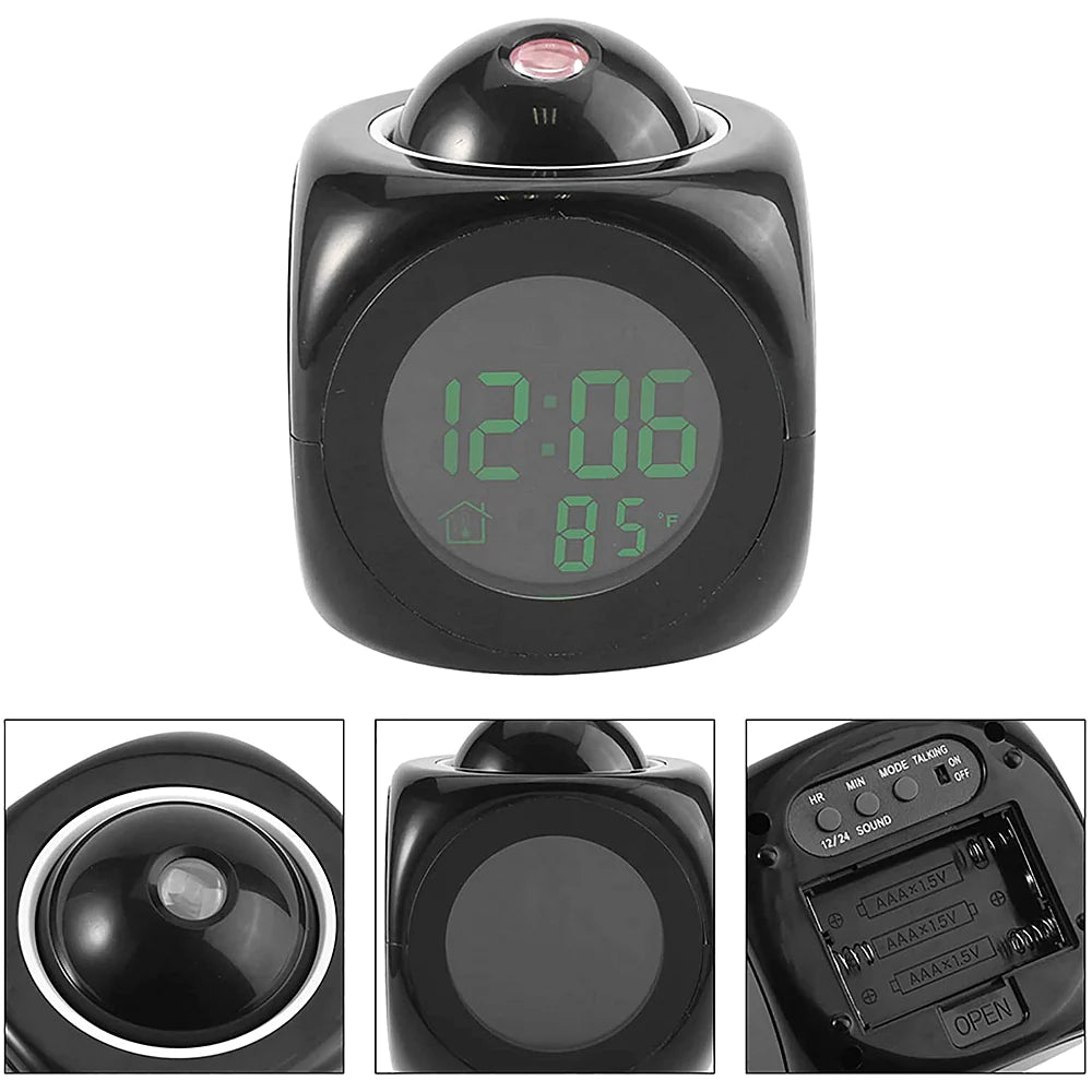 90° Swivel LED Projection Alarm Clock with Voice Talking & Weather Display - 90° Swivel LED Projection Alarm Clock with Voice Talking & Weather Display Readi Gear