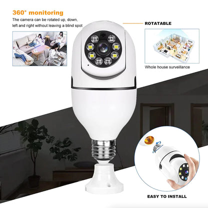 360° Smart Light Bulb Security Camera - 1080P, Wireless, IR Night Vision - 360° Security Camera Readi Gear