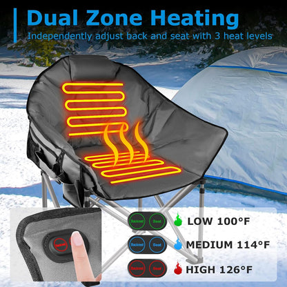 CozyPro Heated Camping Chair with Power Bank - Oversized, Foldable & 3 Heat Settings - Heated camping chair Readi Gear