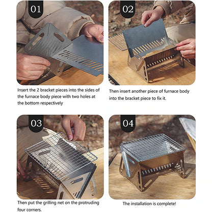 TrekGrill Folding Stainless Steel BBQ Grill - Lightweight Camping Grill Rack - Folding camping grill Readi Gear