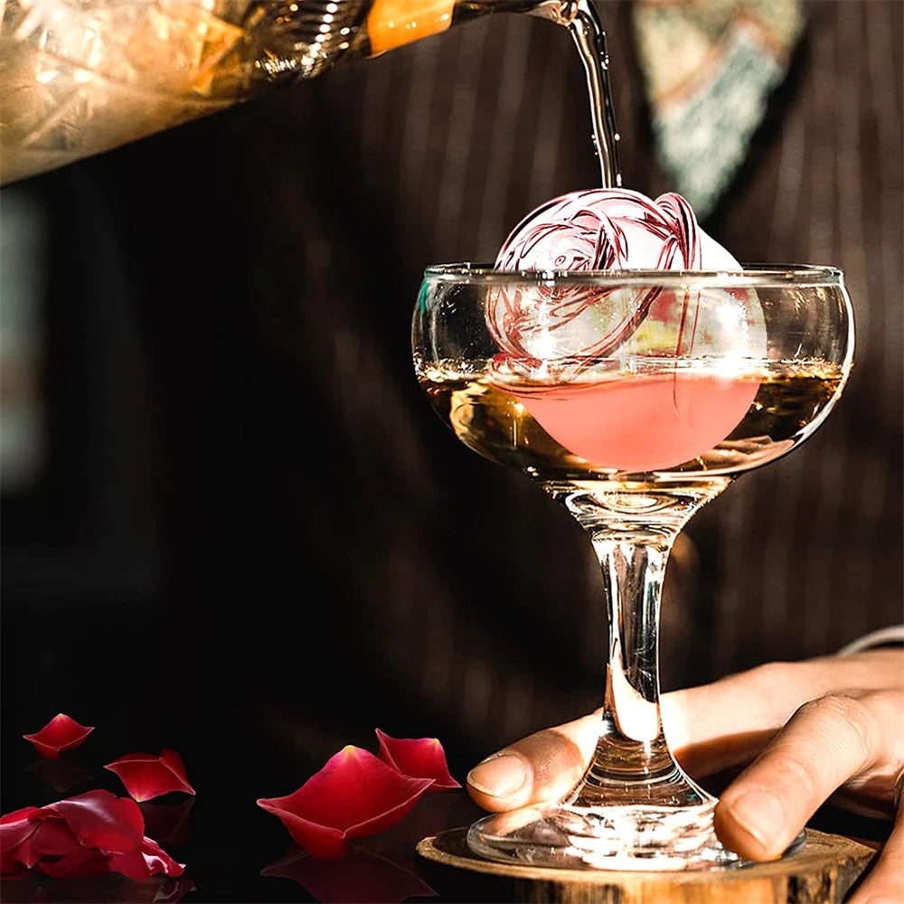 ChillRose 3D Ice Molds - 4 Large Flower Shaped Ice Cubes - Rose 3D Ice Cube Mold Readi Gear