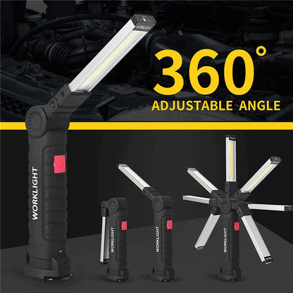 360° Rotating LED Work Light with 5 Modes, Hook and Magnetic Base - Work Light Readi Gear