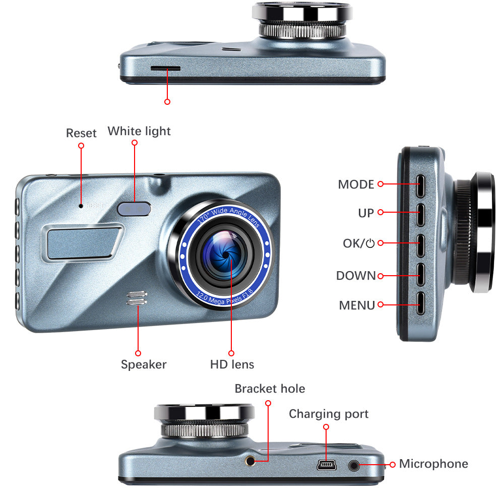 4” HD Touch Screen Dual Lens Dash Cam Recorder – Front & Rear Night Vision - Dash camera Readi Gear