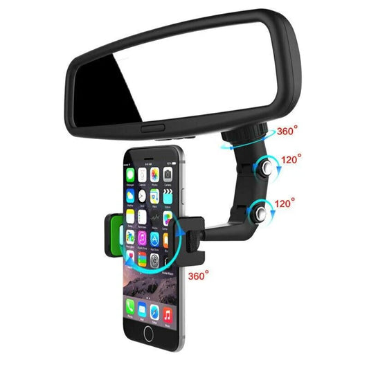 360° Rotating Rearview Mirror Phone Mount - Universal Car Clip - 360 degree rotating cell phone car mount Readi Gear