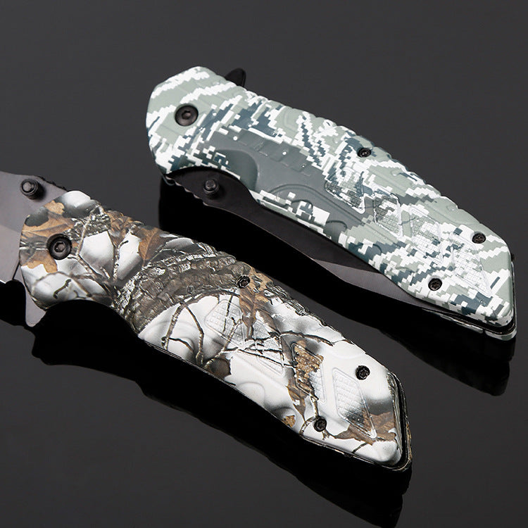 FlintEdge Camo Survival Blade - Camo folding knife with flint Readi Gear