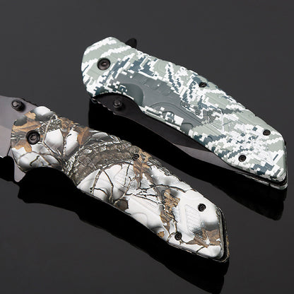 FlintEdge Camo Survival Blade - Camo folding knife with flint Readi Gear