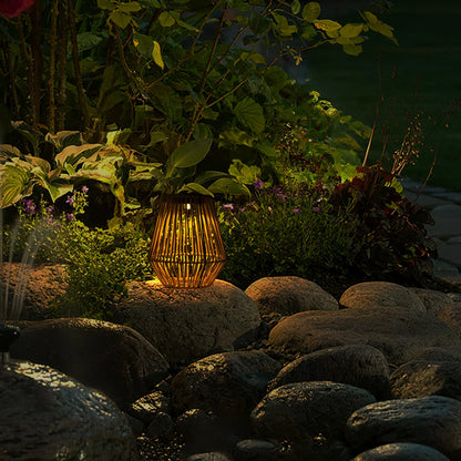 SolarNest Rattan Lantern: Solar-Powered Ambiance for Patios & Walkways - Solar Lantern Readi Gear