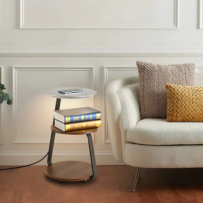 SmartGlow Nightstand: Dimmable LED Nightlight & Wireless Device Charger - Nightstand with light and charger Readi Gear