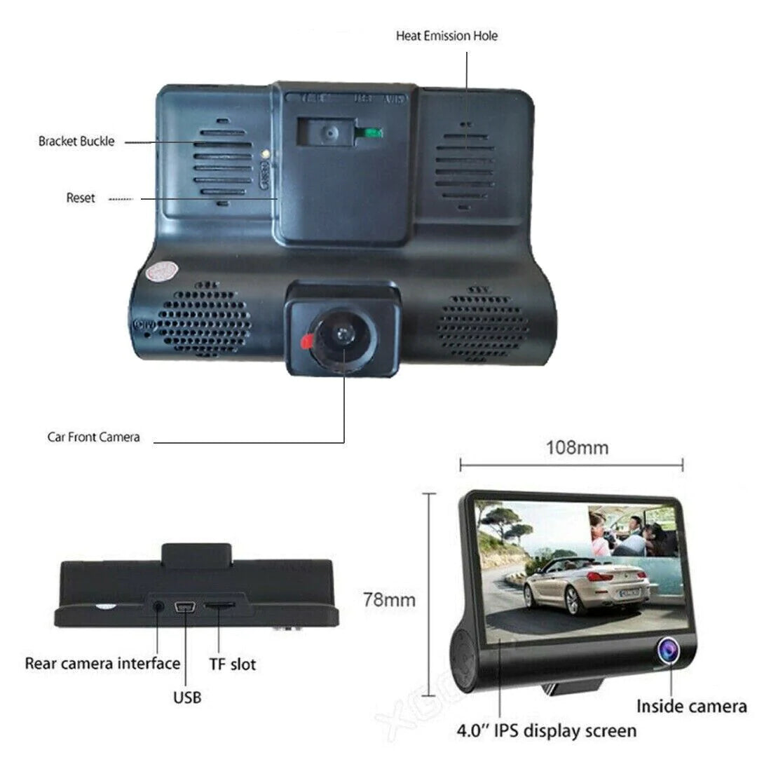 Tri-Vision HD Car Dash Cam - Dash camera Readi Gear