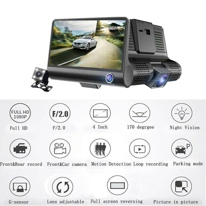 Tri-Vision HD Car Dash Cam - Dash camera Readi Gear