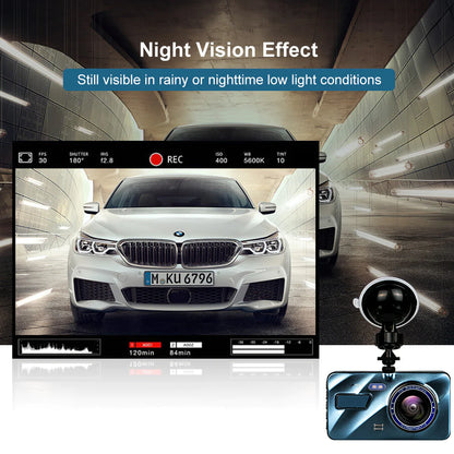 4” HD Touch Screen Dual Lens Dash Cam Recorder – Front & Rear Night Vision - Dash camera Readi Gear