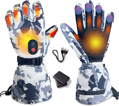 SnowStealth USB Rechargeable Heated Ski/Hunting Gloves - Touchscreen, Waterproof - USB Heated Gloves Readi Gear