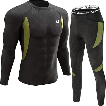 ThermoSkin Fleece-Lined Base Layer Set - Ultra Soft, Stretchy, Breathable - Thermal Underwear Set Readi Gear