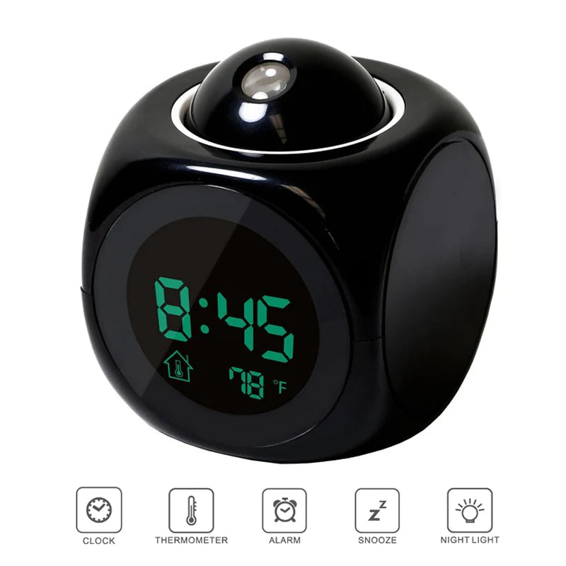 90° Swivel LED Projection Alarm Clock with Voice Talking & Weather Display - 90° Swivel LED Projection Alarm Clock with Voice Talking & Weather Display Readi Gear