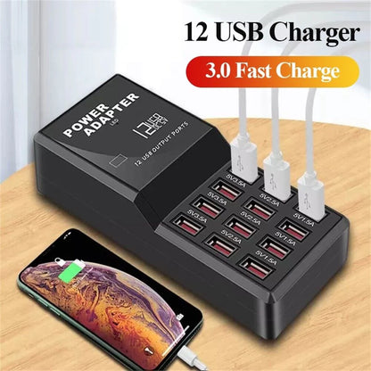 PowerPro 12-Port USB Charging Station: Desktop & Wall Charger Organizer - USB Charging Station Readi Gear