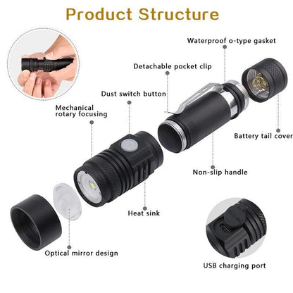 Ultra Bright 90000LM LED Flashlight - Zoomable & Rechargeable - Multifunctional Flashlight Readi Gear