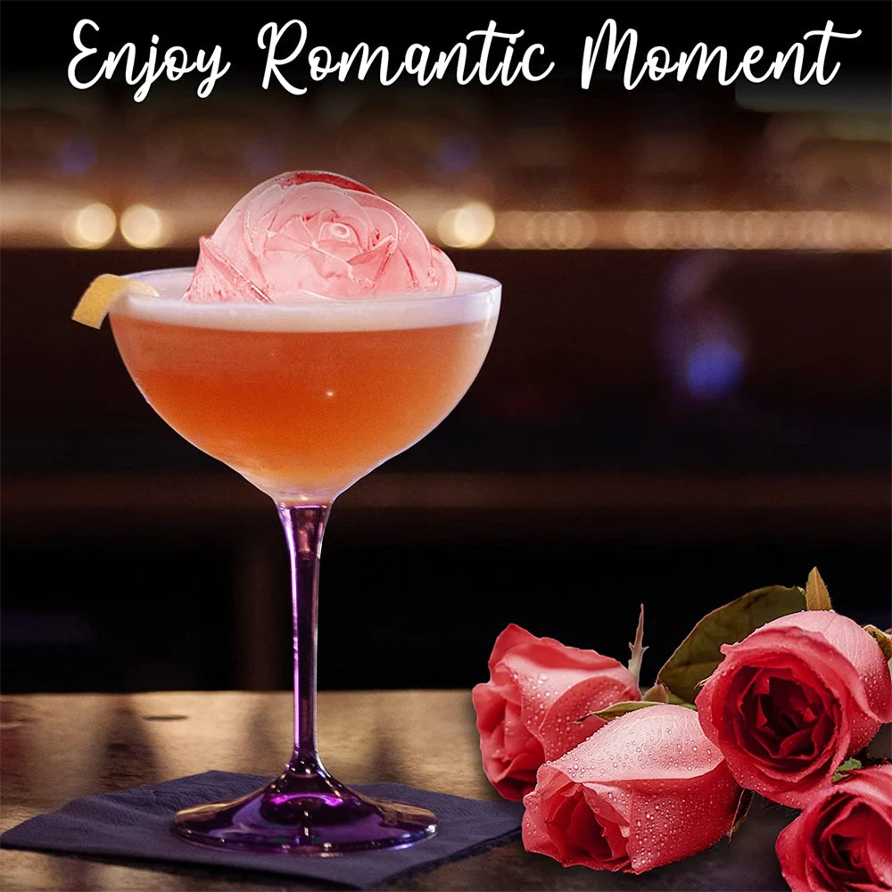 ChillRose 3D Ice Molds - 4 Large Flower Shaped Ice Cubes - Rose 3D Ice Cube Mold Readi Gear