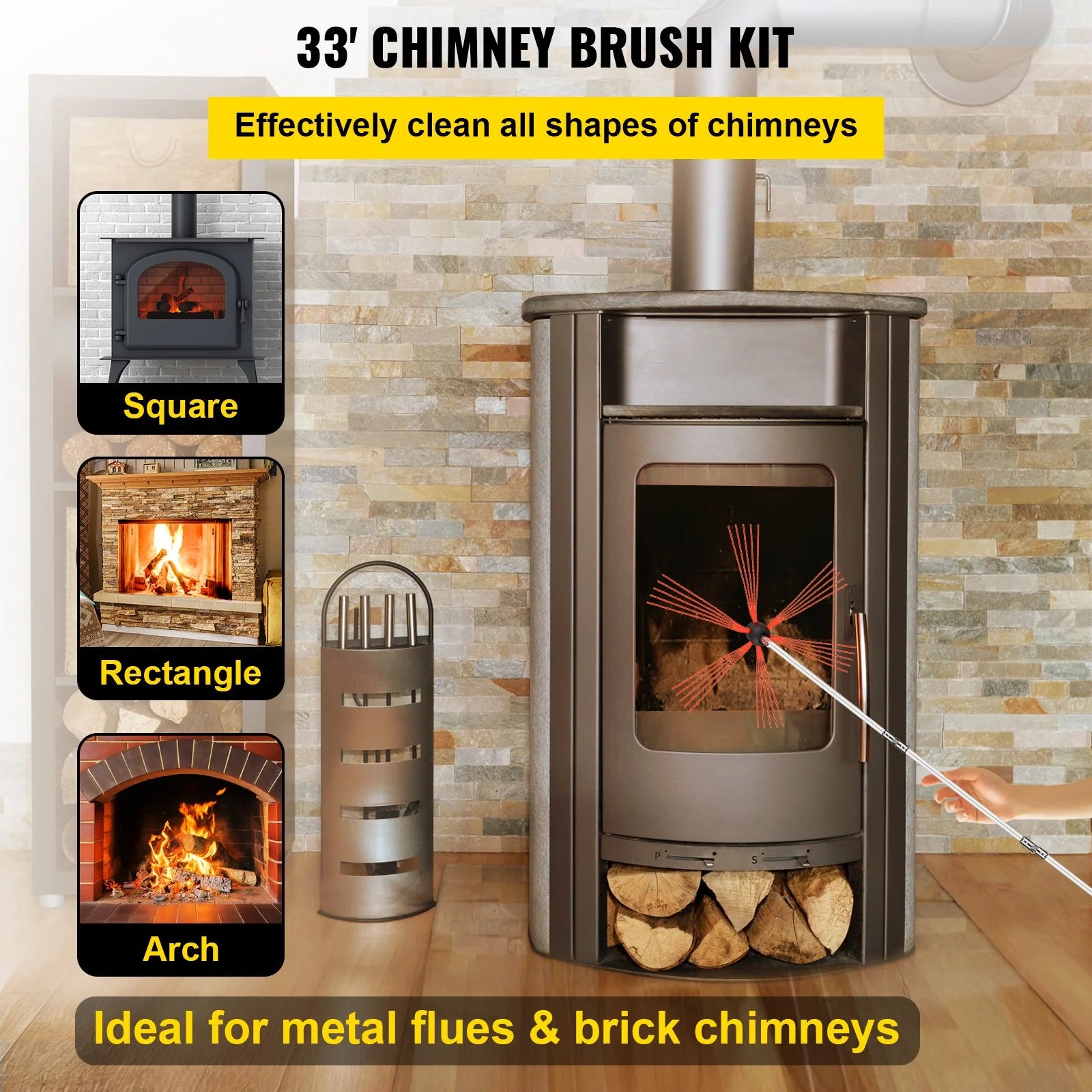 EasySweep 33ft Chimney Brush Kit – DIY Drill Cleaner System