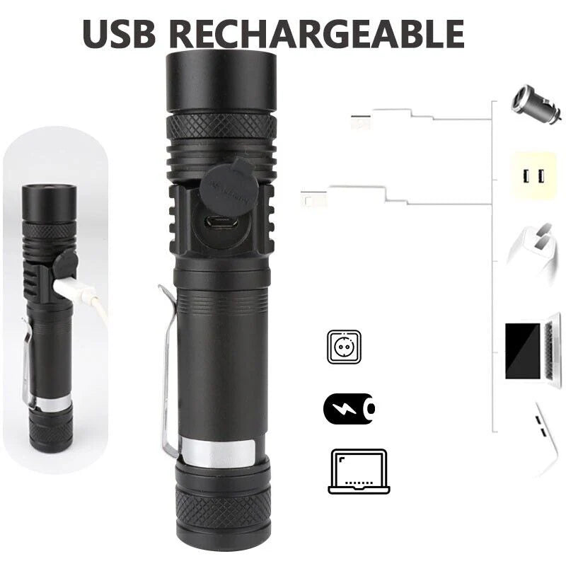 Ultra Bright 90000LM LED Flashlight - Zoomable & Rechargeable - Multifunctional Flashlight Readi Gear