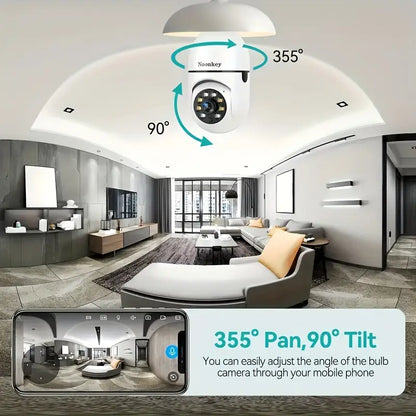 360° Smart Light Bulb Security Camera - 1080P, Wireless, IR Night Vision