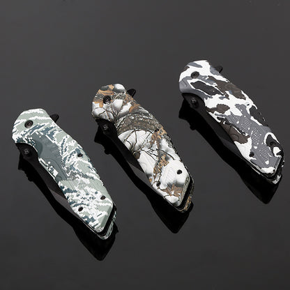 FlintEdge Camo Survival Blade - Camo folding knife with flint Readi Gear