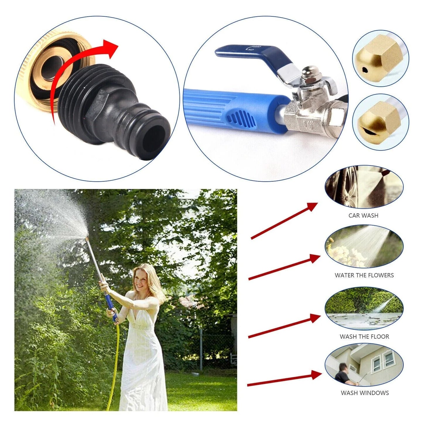 High Pressure Power Washer Spray Gun Nozzle Attachment for Garden Hose - High Pressure Power Washer Spray Gun Nozzle Attachment for Garden Hose Readi Gear