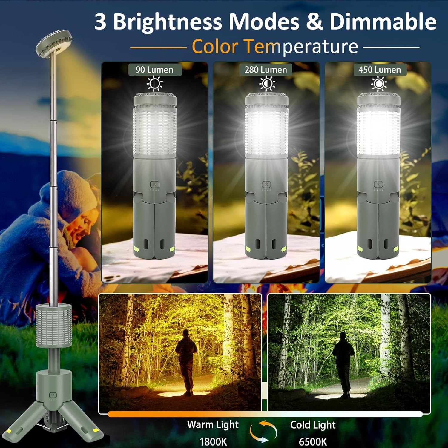 FlexiLight Pro Telescopic LED Lantern with Magnetic Tripod & USB Power Bank - Telescopic Camping Light Readi Gear