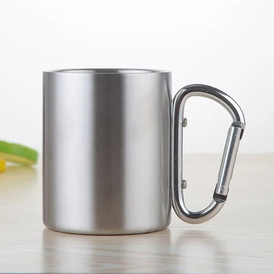 Stainless Steel Carabiner Handle Camping Travel Mug - Readi Gear