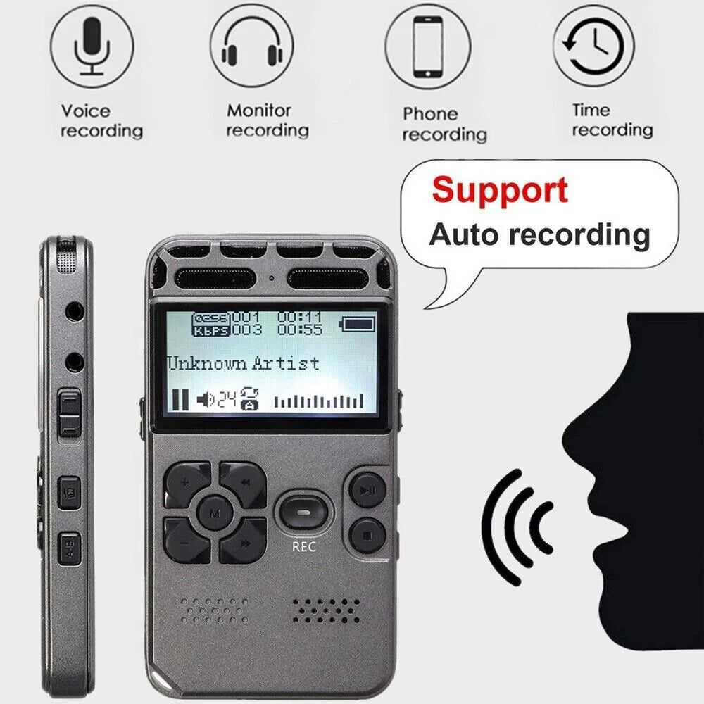 64GB Digital Voice Recorder & MP3 Player with LCD Display - Digital voice recorder Readi Gear