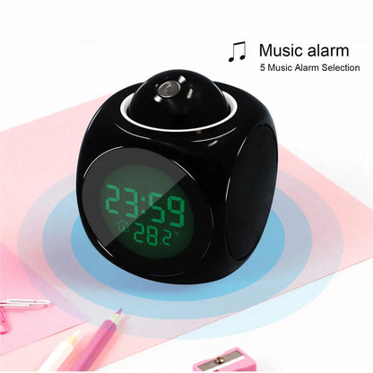 90° Swivel LED Projection Alarm Clock with Voice Talking & Weather Display - 90° Swivel LED Projection Alarm Clock with Voice Talking & Weather Display Readi Gear