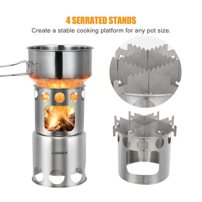 Lixada Portable Wood Stove - Lightweight Stainless Steel Cooking Burner for Camping - Portable Cooking Stove Readi Gear