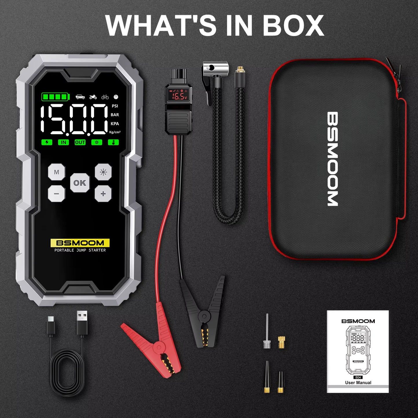 RescuePro Car Jump Starter, Tire Inflator, Power Bank & Flashlight - Car battery charger and power bank Readi Gear
