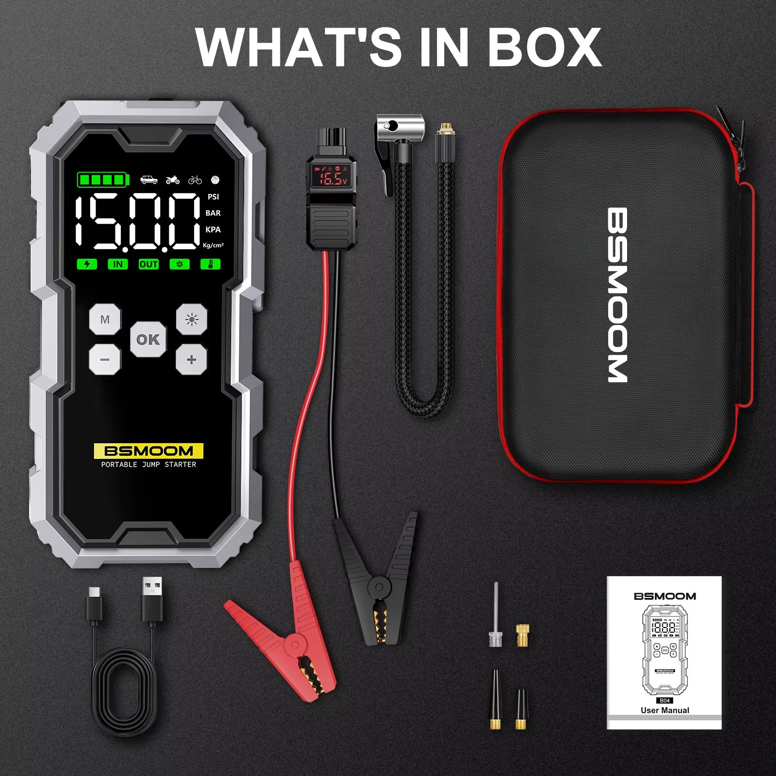 RescuePro Car Jump Starter, Tire Inflator, Power Bank & Flashlight - Car battery charger and power bank Readi Gear
