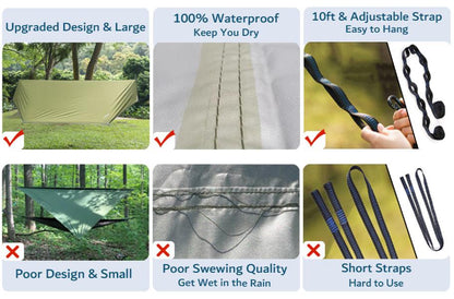 Outlander 2-Person Hammock Tent with Net & Straps - Adventure-Ready - Hammock tent with mosquito net Readi Gear