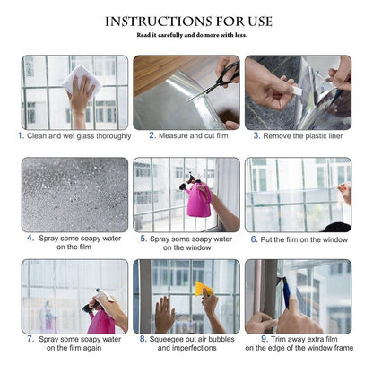 PrivacyShield Reflective Window Film - UV & Heat Blocker for Home/Office - Reflective Privacy Window Film Readi Gear