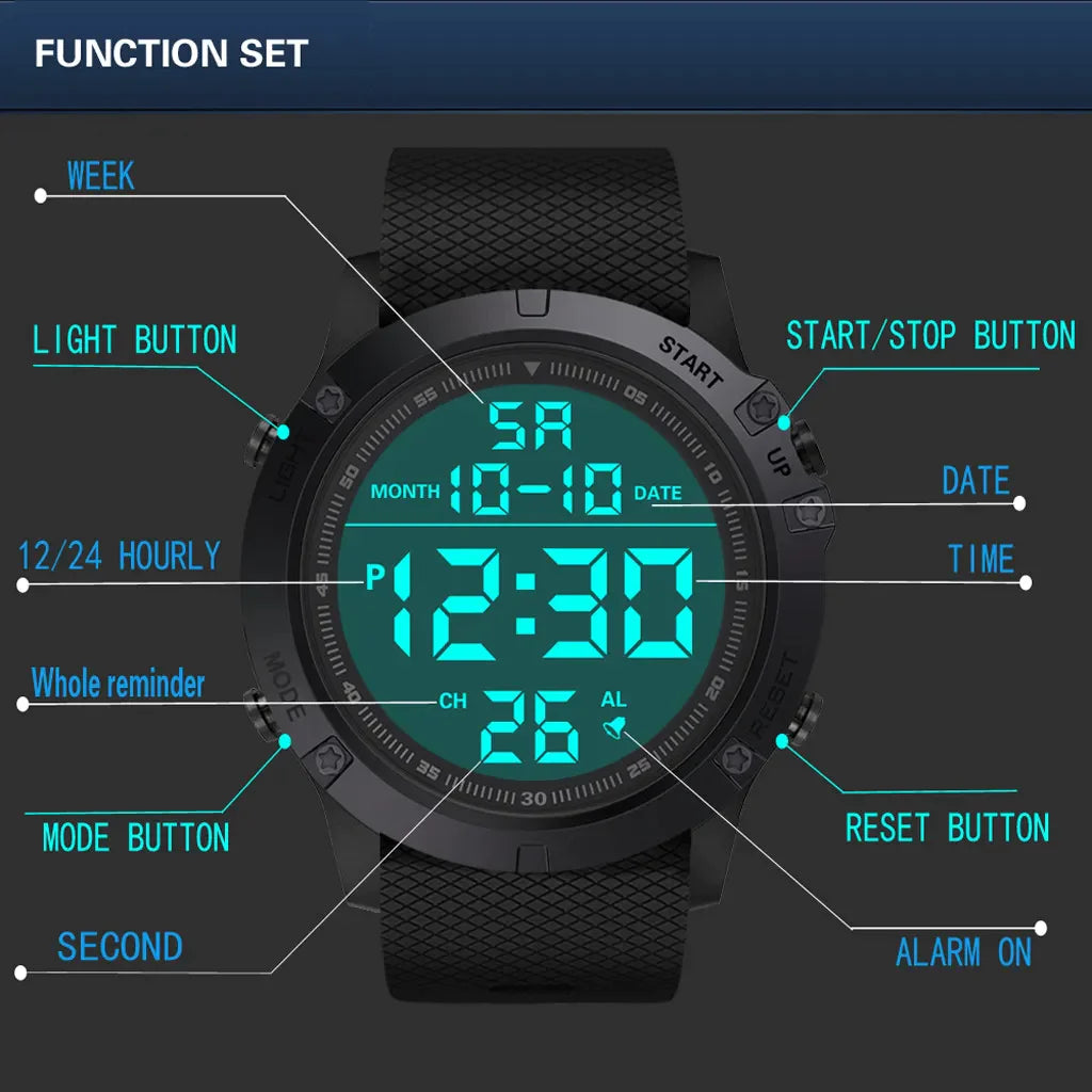 Waterproof Military Digital Sports Watch with LED Backlight for Men - waterproof military watch Readi Gear