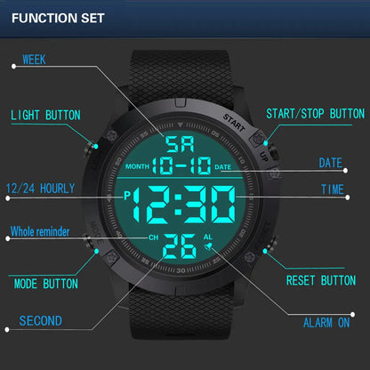 Waterproof Military Digital Sports Watch with LED Backlight for Men - waterproof military watch Readi Gear