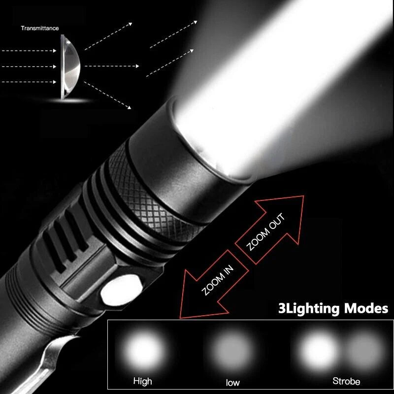 Ultra Bright 90000LM LED Flashlight - Zoomable & Rechargeable - Multifunctional Flashlight Readi Gear