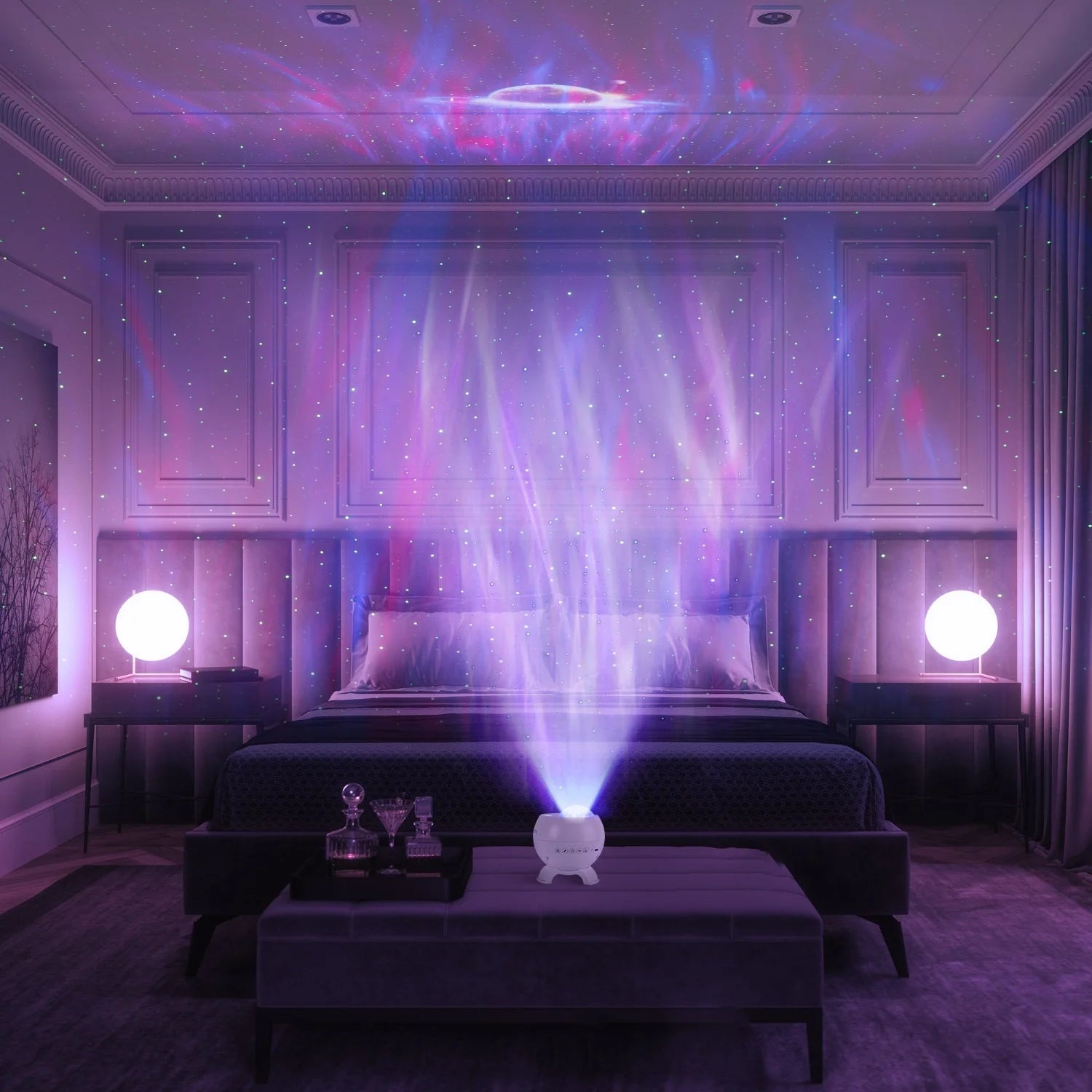 NightSky Oasis: 7-Pattern Bluetooth Projector & Sound Machine - Bluetooth projector night light and sound machine Readi Gear