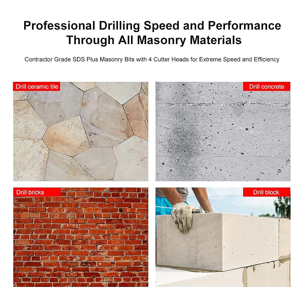 DrillTech 8-Piece Carbide-Tipped Concrete Drill Bit Set - DrillTech 8-Piece Carbide-Tipped Concrete Drill Bit Set Readi Gear